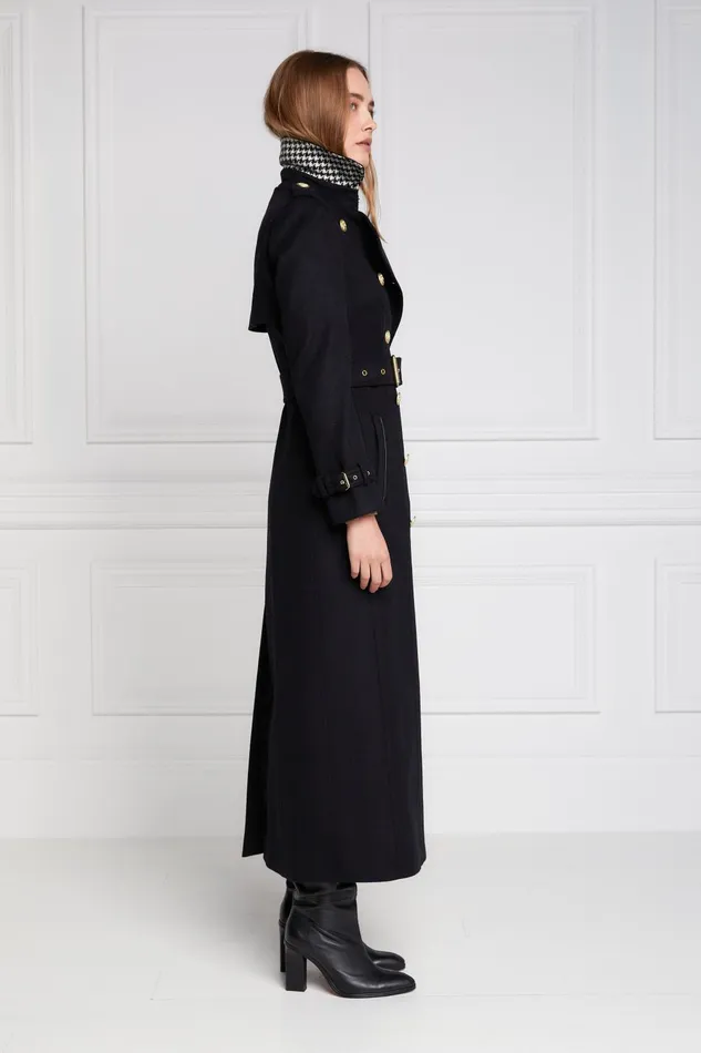 Holland Cooper Tailoring Women Full Length Marlborough Trench Coat Soft Black