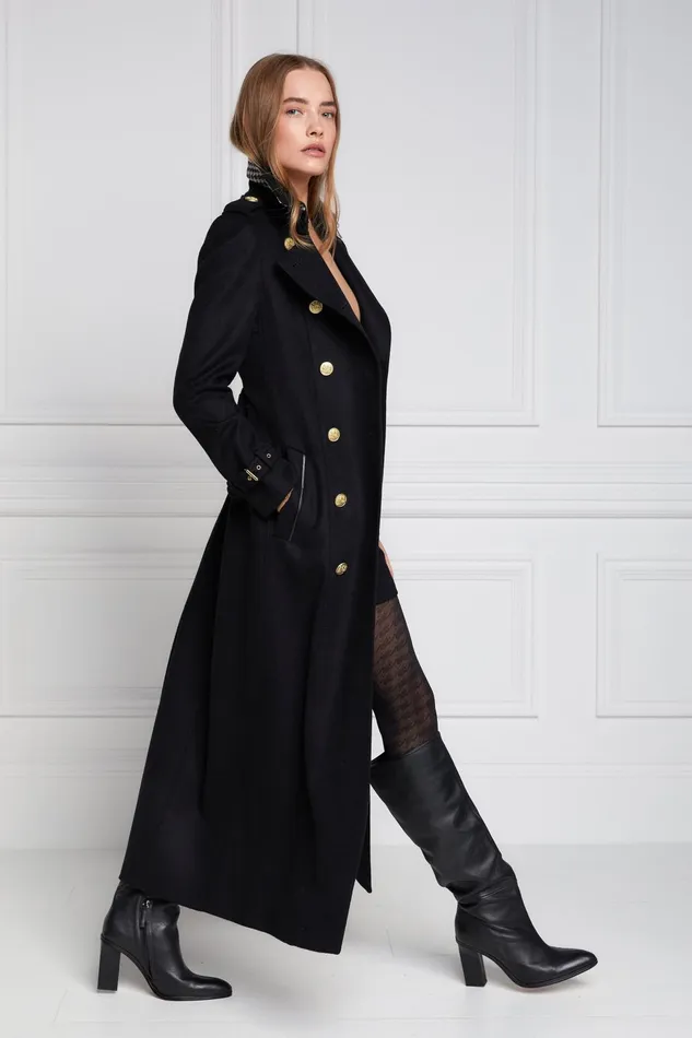Holland Cooper Tailoring Women Full Length Marlborough Trench Coat Soft Black