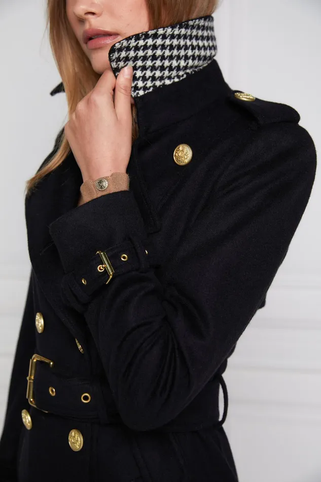 Holland Cooper Tailoring Women Full Length Marlborough Trench Coat Soft Black