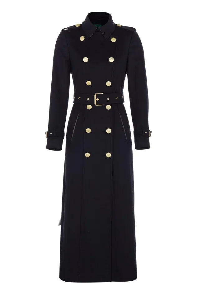 Holland Cooper Tailoring Women Full Length Marlborough Trench Coat Soft Black