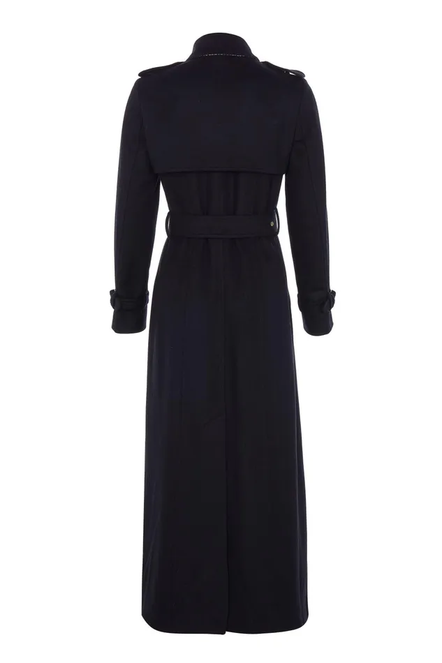 Holland Cooper Tailoring Women Full Length Marlborough Trench Coat Soft Black