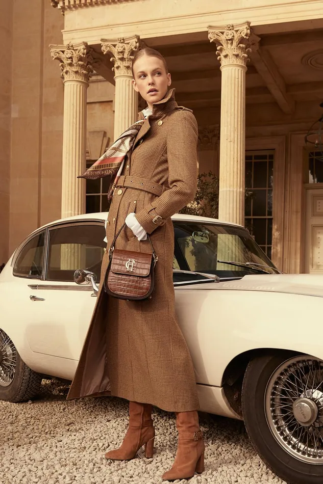 Holland Cooper Tailoring Women Full Length Marlborough Trench Coat Tawny