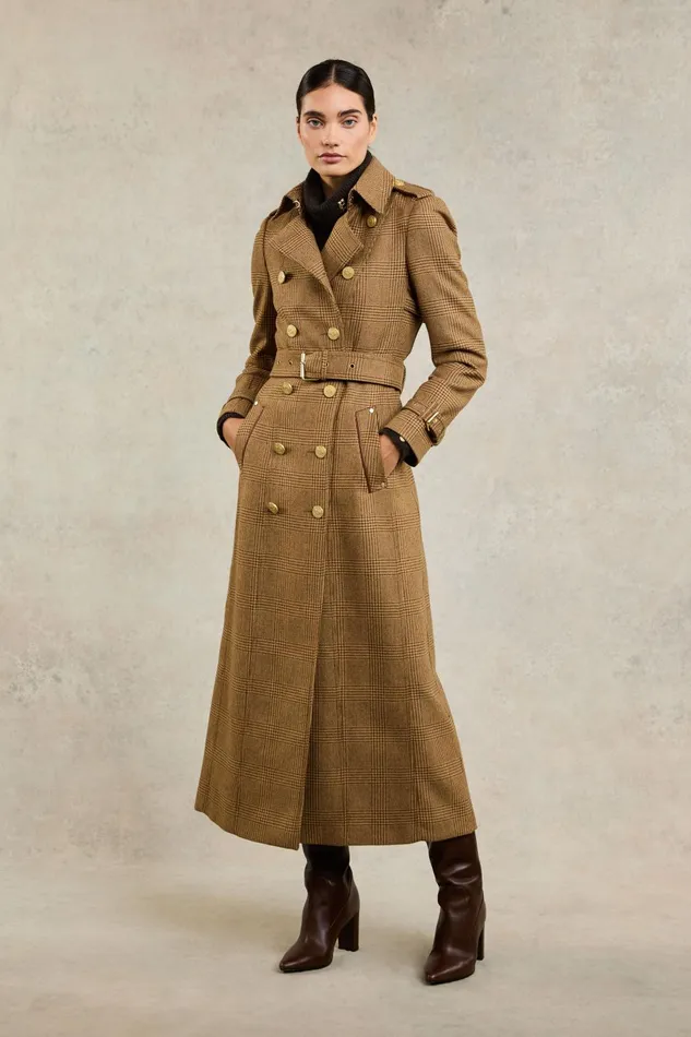 Holland Cooper Tailoring Women Full Length Marlborough Trench Coat Tawny