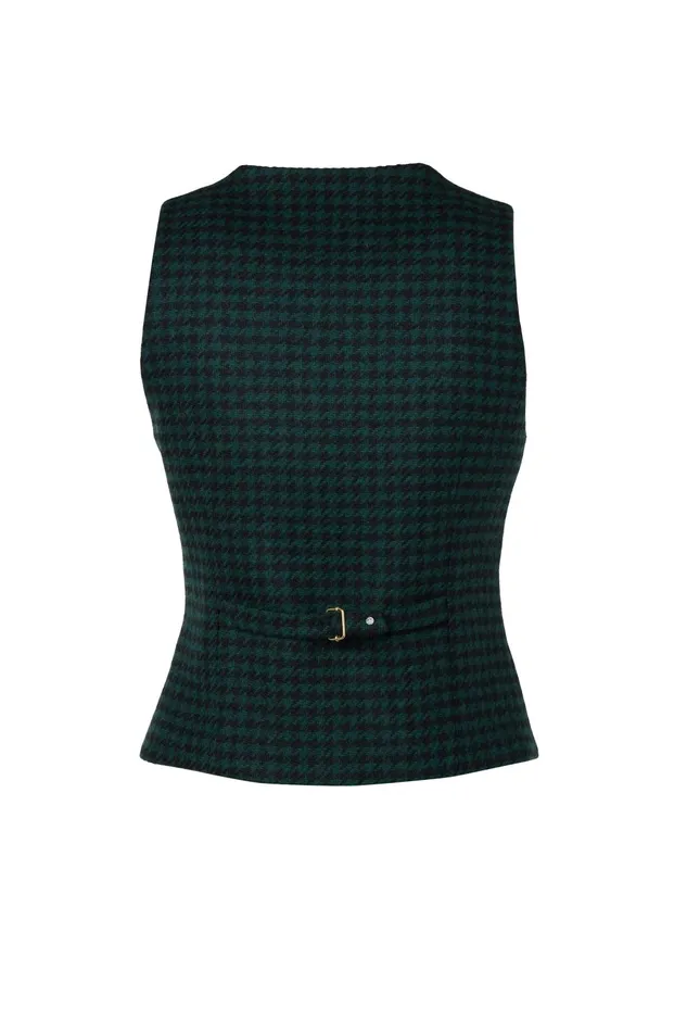 Holland Cooper Tailoring Women Hampton Waistcoat Emerald Houndstooth Holland Cooper Tailoring Women Hampton Waistcoat Emerald Houndstooth