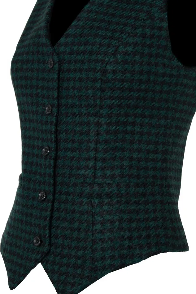 Holland Cooper Tailoring Women Hampton Waistcoat Emerald Houndstooth Holland Cooper Tailoring Women Hampton Waistcoat Emerald Houndstooth