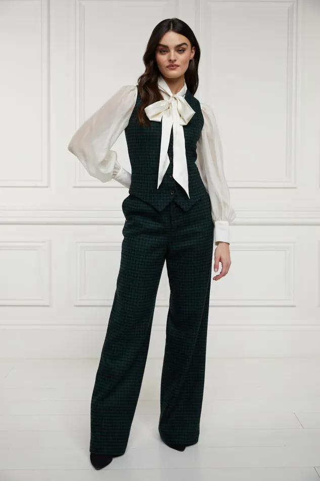 Holland Cooper Tailoring Women Hampton Waistcoat Emerald Houndstooth Holland Cooper Tailoring Women Hampton Waistcoat Emerald Houndstooth
