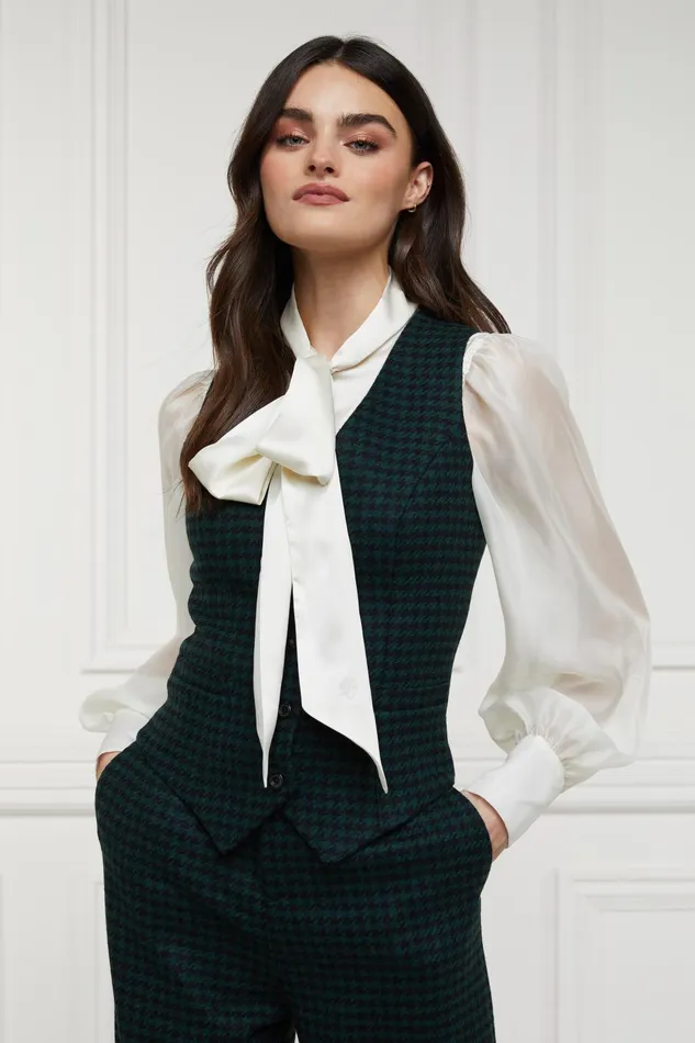 Holland Cooper Tailoring Women Hampton Waistcoat Emerald Houndstooth Holland Cooper Tailoring Women Hampton Waistcoat Emerald Houndstooth