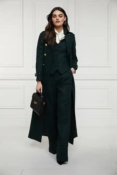 Holland Cooper Tailoring Women Hampton Waistcoat Emerald Houndstooth Holland Cooper Tailoring Women Hampton Waistcoat Emerald Houndstooth