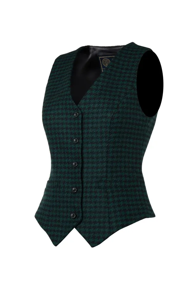 Holland Cooper Tailoring Women Hampton Waistcoat Emerald Houndstooth Holland Cooper Tailoring Women Hampton Waistcoat Emerald Houndstooth