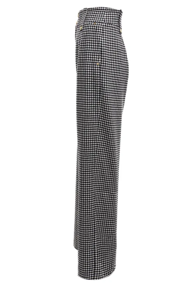 Holland Cooper Tailoring Women High Waisted Straight Trouser Black and White Puppy Tooth Holland Cooper Tailoring Women High Waisted Straight Trouser Black and White Puppy Tooth
