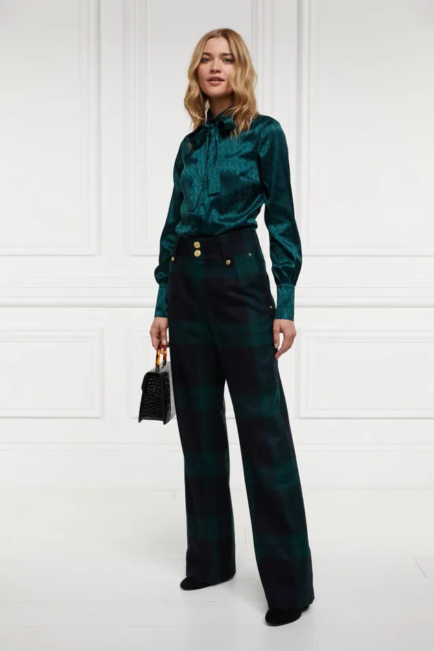Holland Cooper Tailoring Women High Waisted Straight Trouser Blackwatch