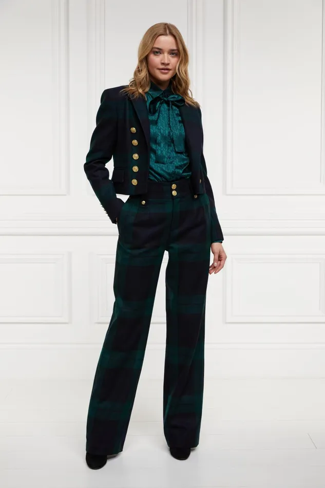 Holland Cooper Tailoring Women High Waisted Straight Trouser Blackwatch Holland Cooper Tailoring Women High Waisted Straight Trouser Blackwatch