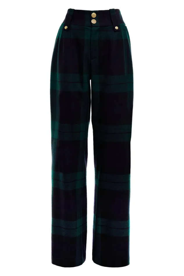 Holland Cooper Tailoring Women High Waisted Straight Trouser Blackwatch Holland Cooper Tailoring Women High Waisted Straight Trouser Blackwatch