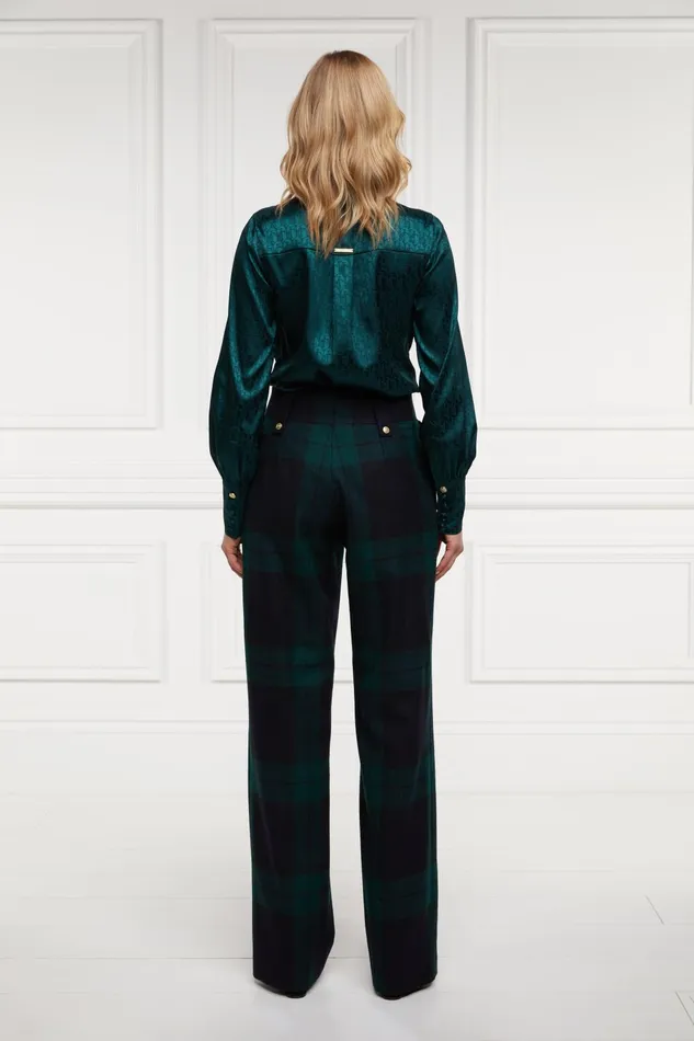 Holland Cooper Tailoring Women High Waisted Straight Trouser Blackwatch Holland Cooper Tailoring Women High Waisted Straight Trouser Blackwatch