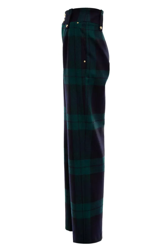 Holland Cooper Tailoring Women High Waisted Straight Trouser Blackwatch Holland Cooper Tailoring Women High Waisted Straight Trouser Blackwatch