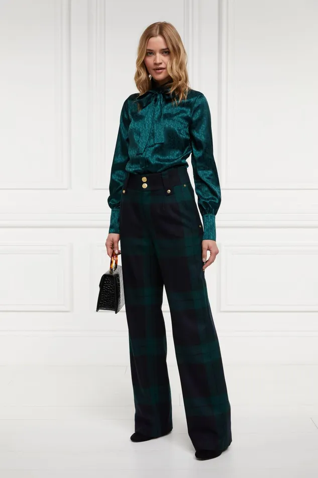 Holland Cooper Tailoring Women High Waisted Straight Trouser Blackwatch Holland Cooper Tailoring Women High Waisted Straight Trouser Blackwatch