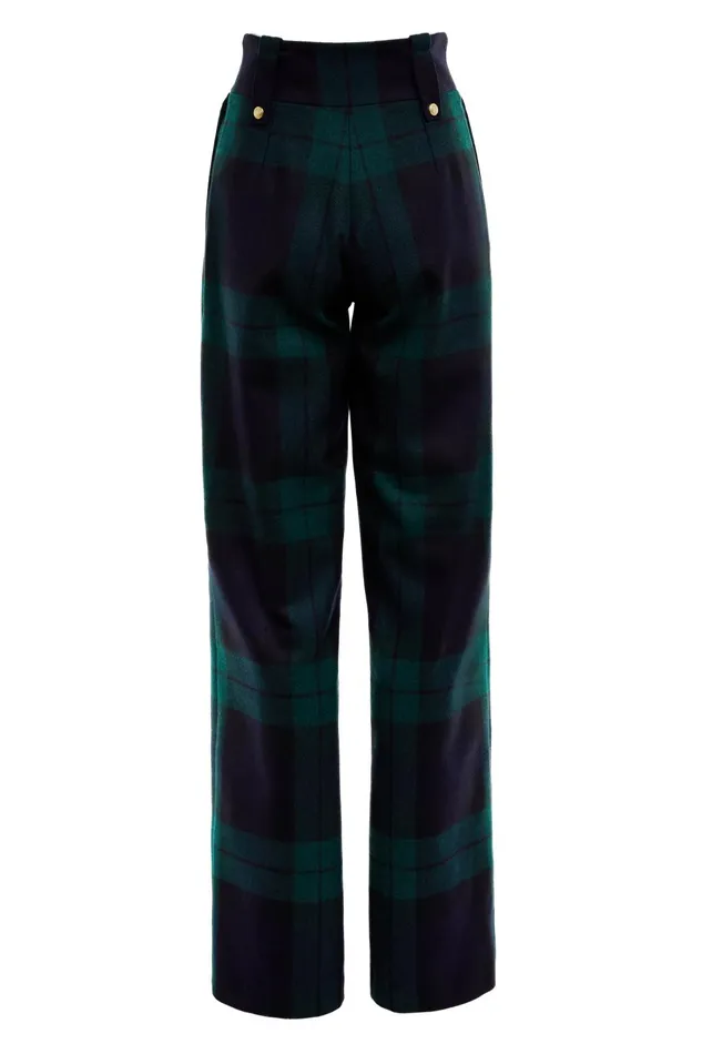 Holland Cooper Tailoring Women High Waisted Straight Trouser Blackwatch Holland Cooper Tailoring Women High Waisted Straight Trouser Blackwatch