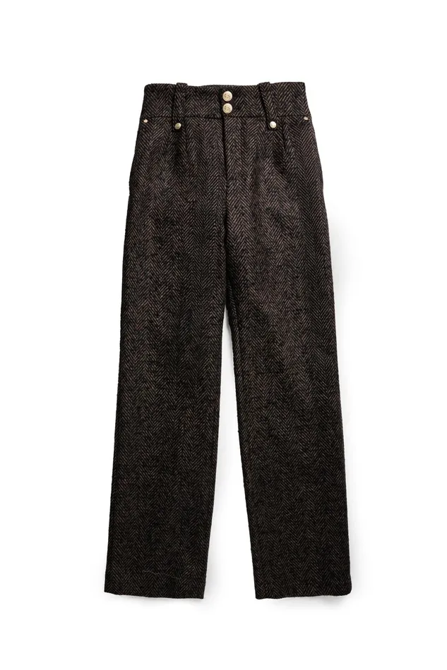 Holland Cooper Tailoring Women High Waisted Straight Trouser Walnut Herringbone Holland Cooper Tailoring Women High Waisted Straight Trouser Walnut Herringbone