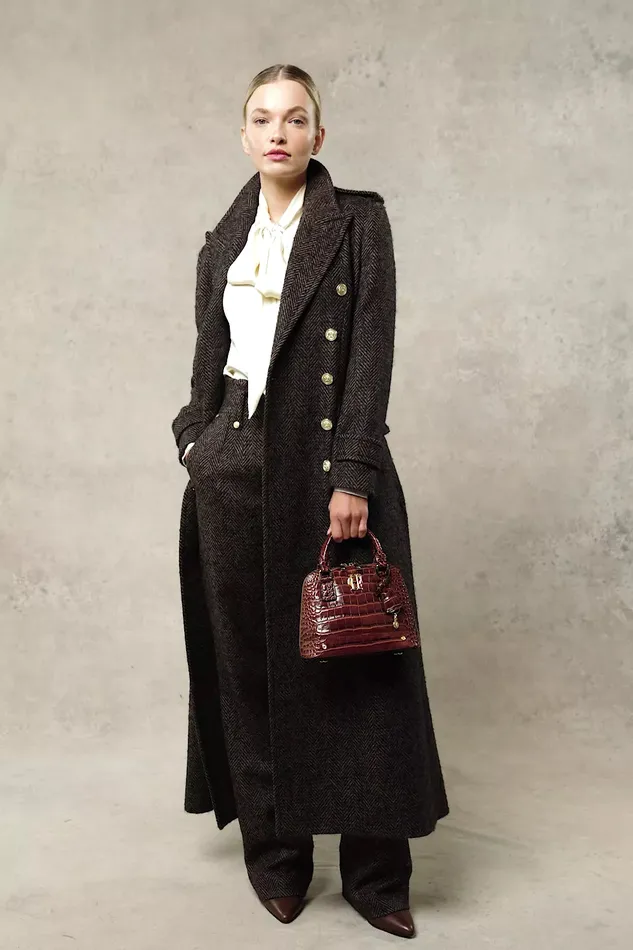 Holland Cooper Tailoring Women High Waisted Straight Trouser Walnut Herringbone Holland Cooper Tailoring Women High Waisted Straight Trouser Walnut Herringbone