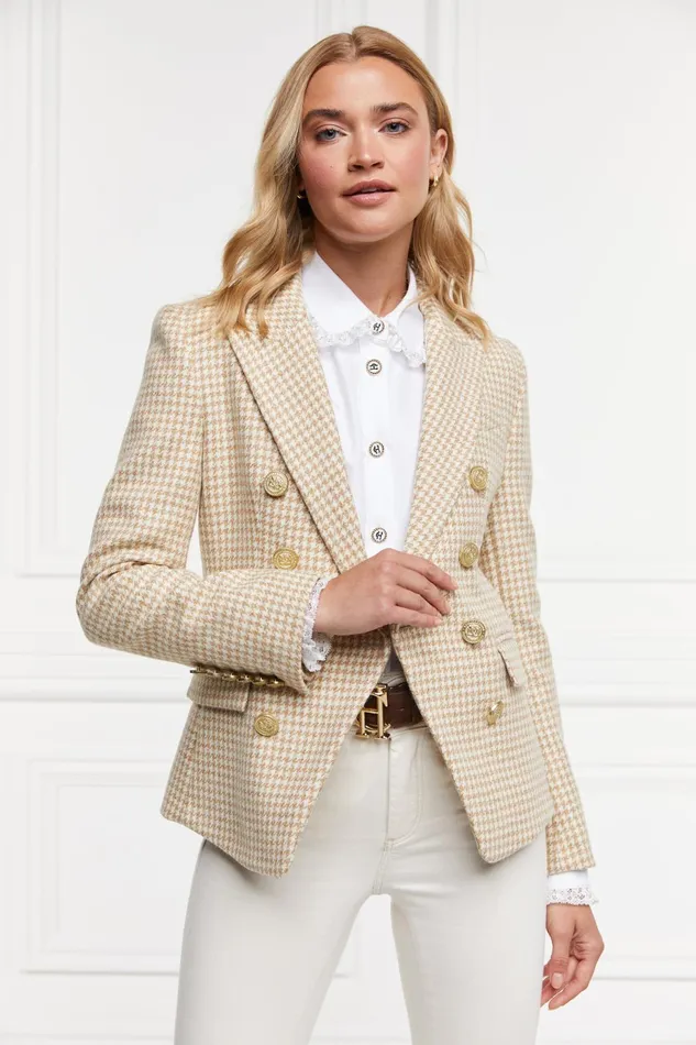 Holland Cooper Tailoring Women Knightsbridge Blazer Camel Puppy Tooth