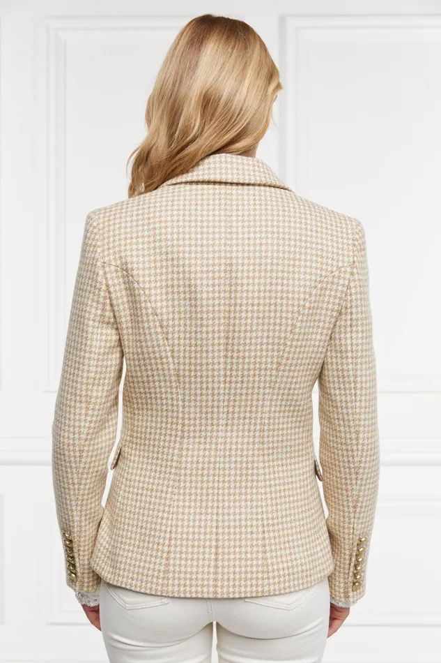 Holland Cooper Tailoring Women Knightsbridge Blazer Camel Puppy Tooth