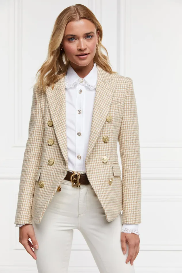 Holland Cooper Tailoring Women Knightsbridge Blazer Camel Puppy Tooth