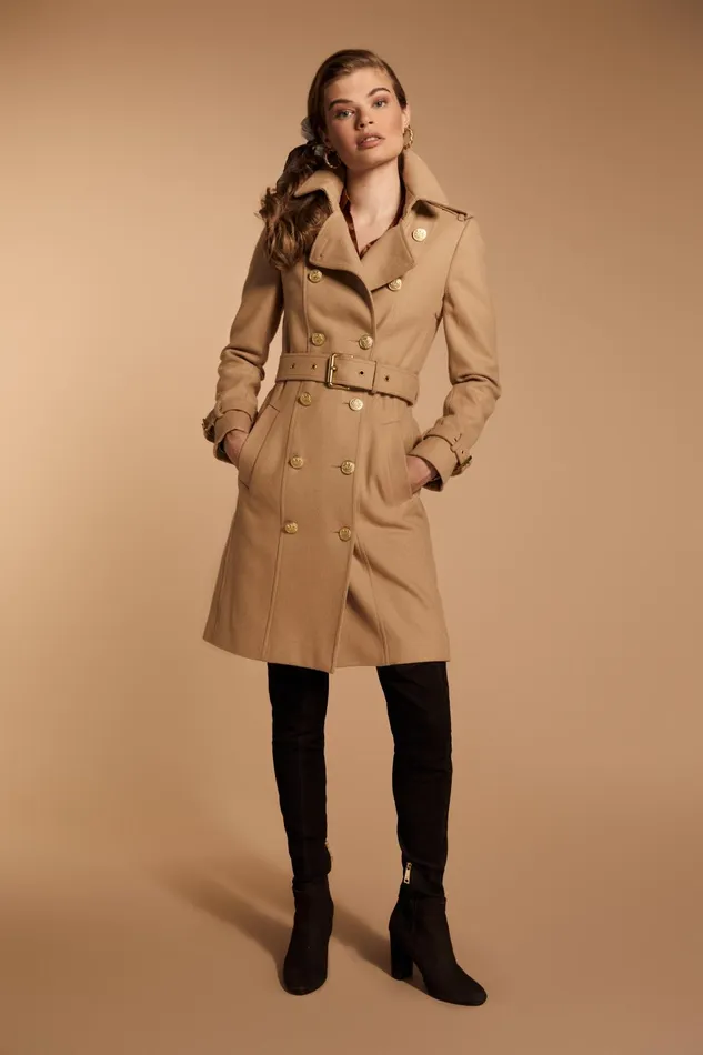 Holland Cooper Tailoring Women Marlborough Trench Coat Camel