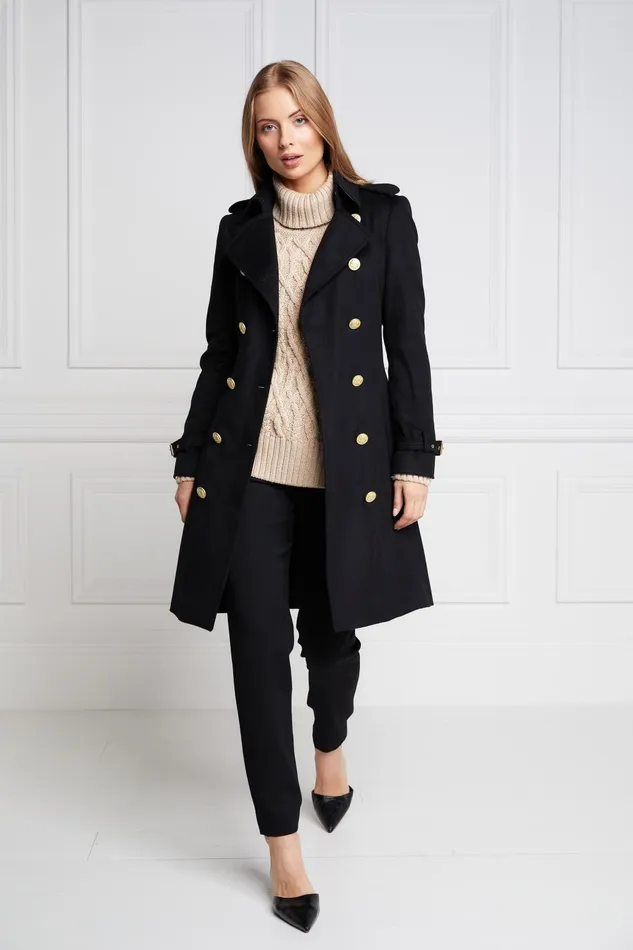 Holland Cooper Tailoring Women Marlborough Trench Coat Soft Black