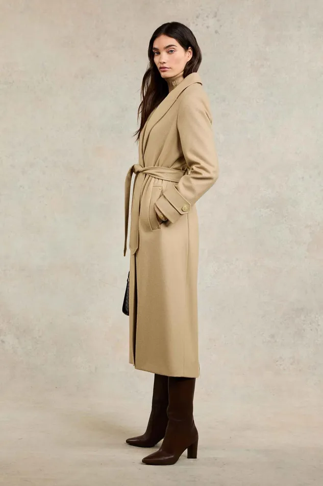 Holland Cooper Tailoring Women Wrap Coat Camel