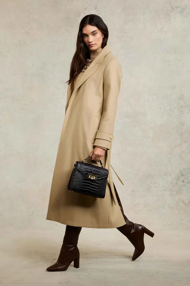 Holland Cooper Tailoring Women Wrap Coat Camel