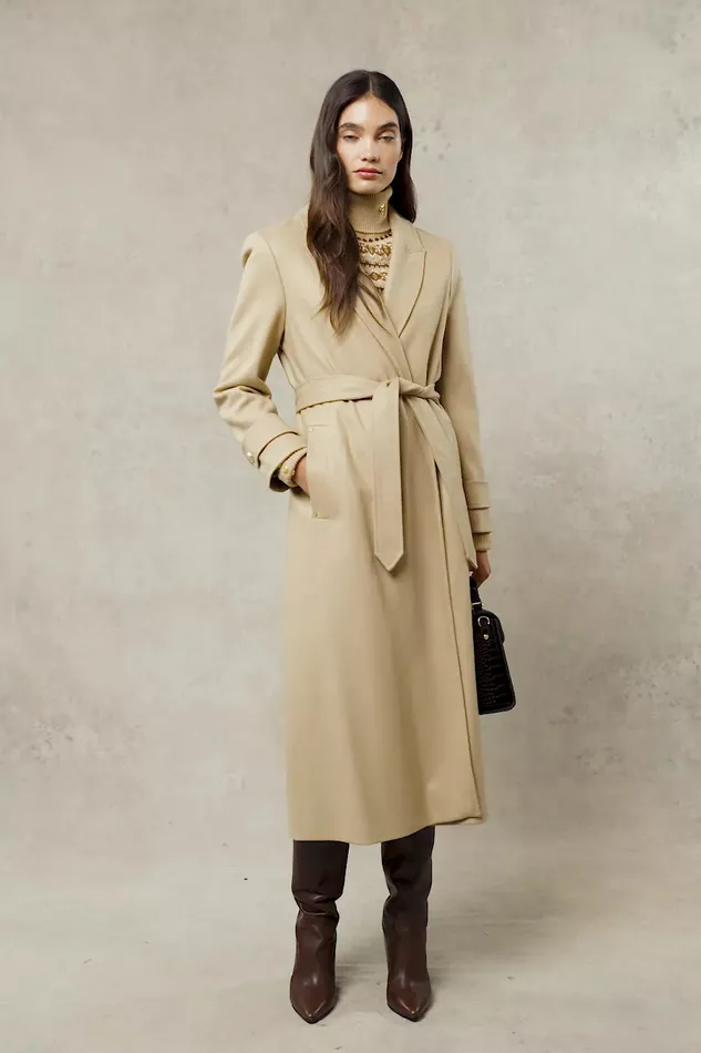 Holland Cooper Tailoring Women Wrap Coat Camel