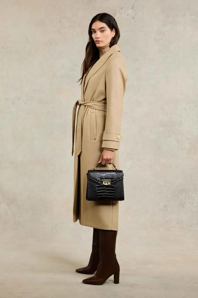 Holland Cooper Tailoring Women Wrap Coat Camel