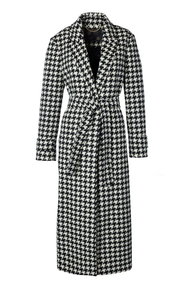 Holland Cooper Tailoring Women Wrap Coat Large Scale Houndstooth