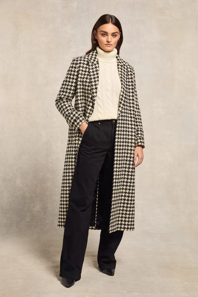 Holland Cooper Tailoring Women Wrap Coat Large Scale Houndstooth