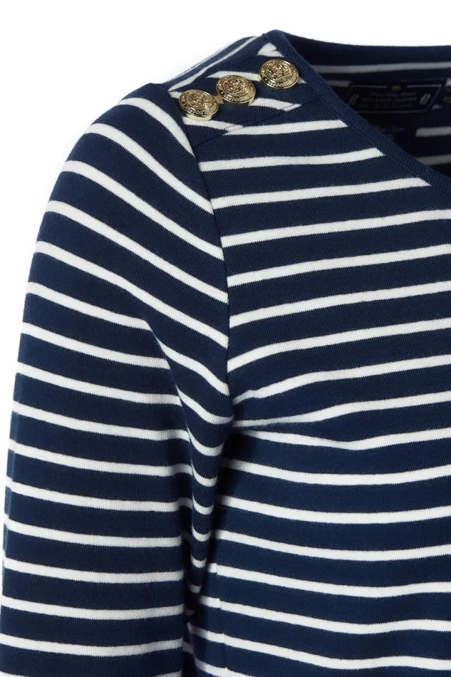 Holland Cooper Tops Women Padstow Long Sleeve Crew Neck Tee Ink Navy Natural Stripe Holland Cooper Tops Women Padstow Long Sleeve Crew Neck Tee Ink Navy Natural Stripe