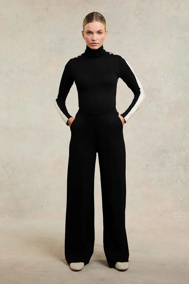Holland Cooper Trousers Women Wide Leg Pant Black Black