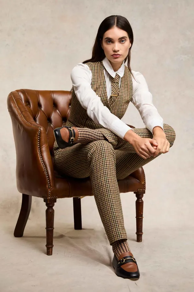Holland Cooper Waistcoats Women Hampton Waistcoat Hailes Green Tweed