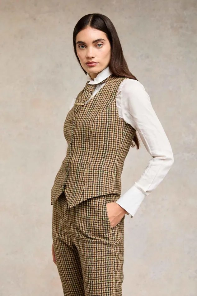 Holland Cooper Waistcoats Women Hampton Waistcoat Hailes Green Tweed