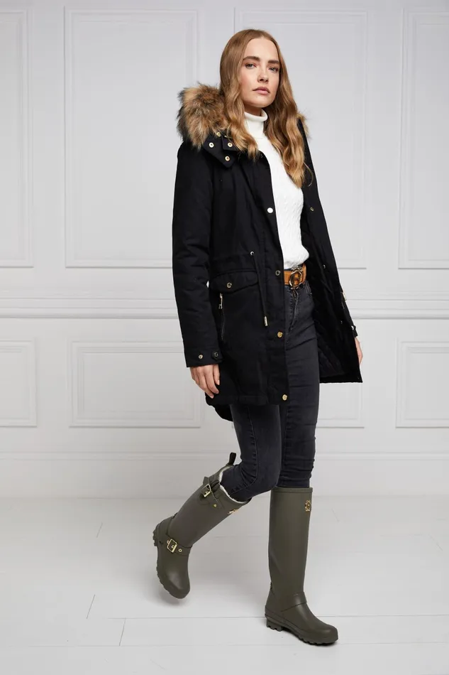 Holland Cooper Wellington Boots Women Sherpa Lined Regency Wellington Matte Green