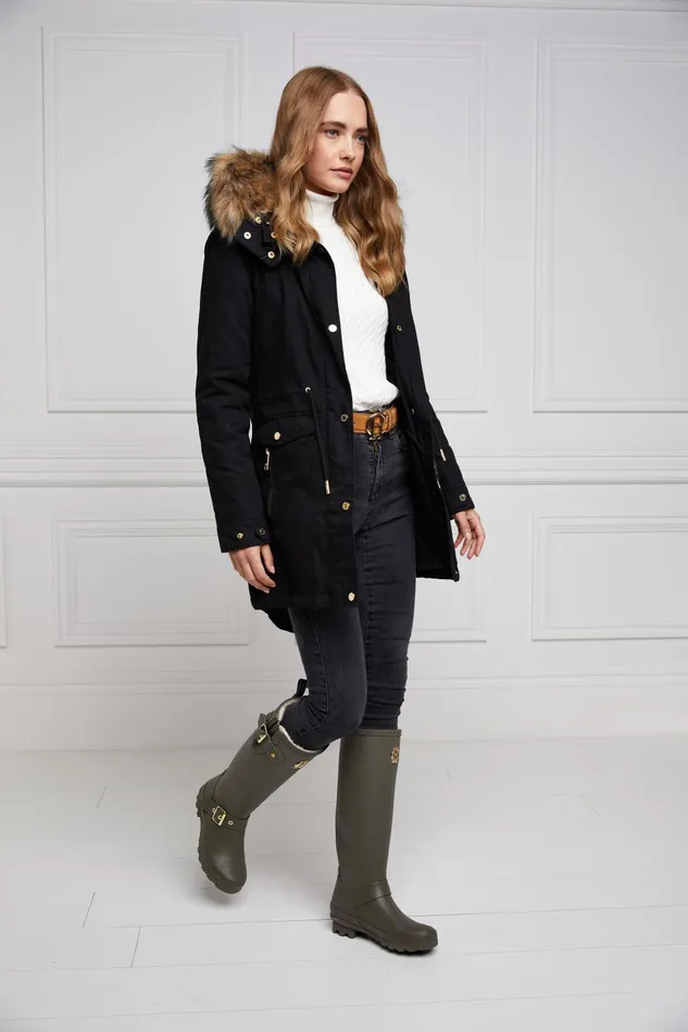 Holland Cooper Wellington Boots Women Sherpa Lined Regency Wellington Matte Green