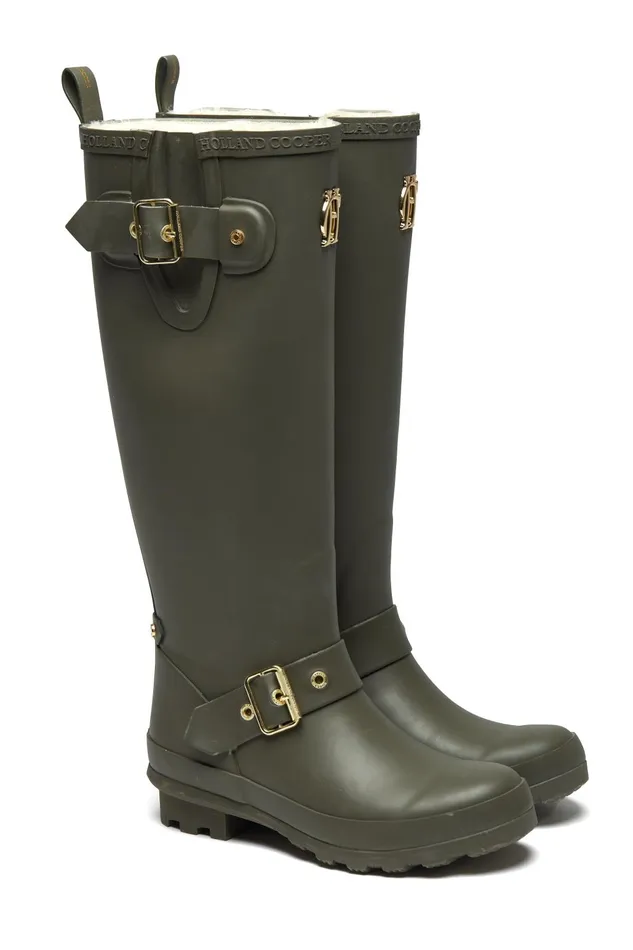 Holland Cooper Wellington Boots Women Sherpa Lined Regency Wellington Matte Green
