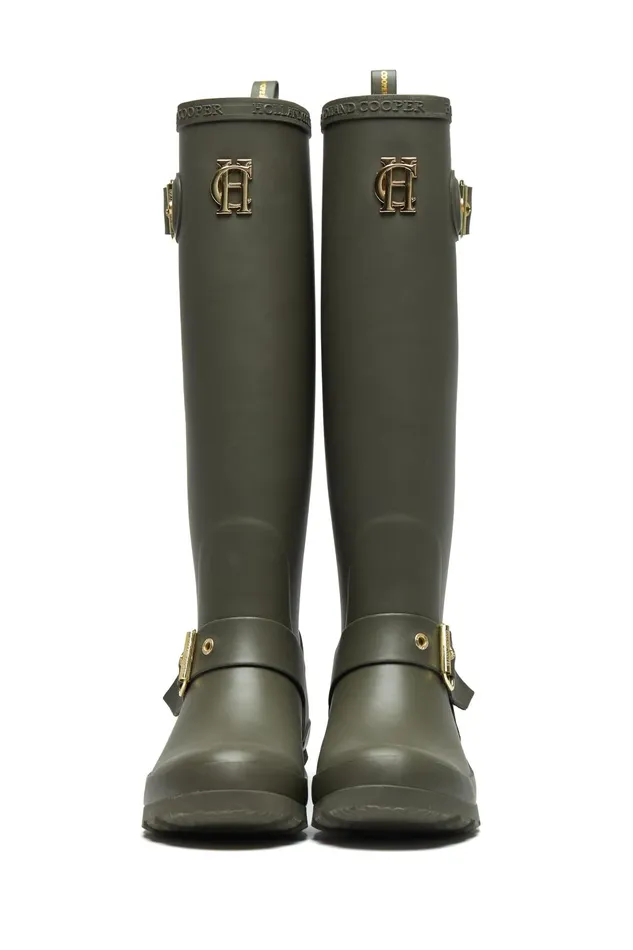 Holland Cooper Wellington Boots Women Sherpa Lined Regency Wellington Matte Green