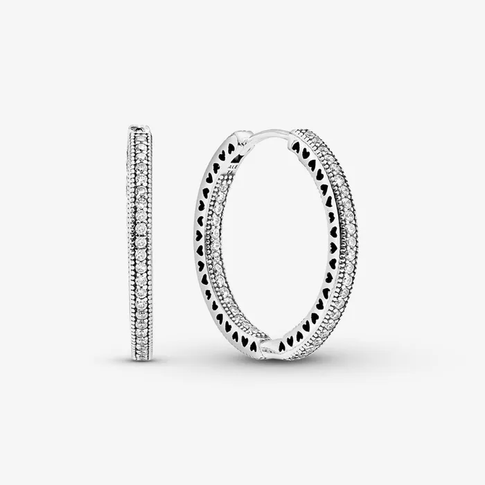 Hoop Earrings Women Pandora Sparkle and Hearts Hoop Earrings
