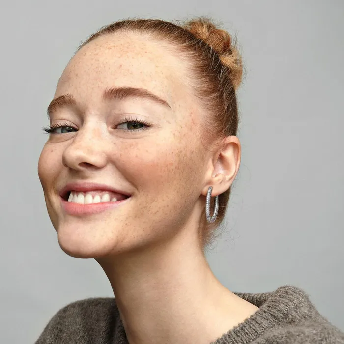 Hoop Earrings Women Pandora Sparkle and Hearts Hoop Earrings