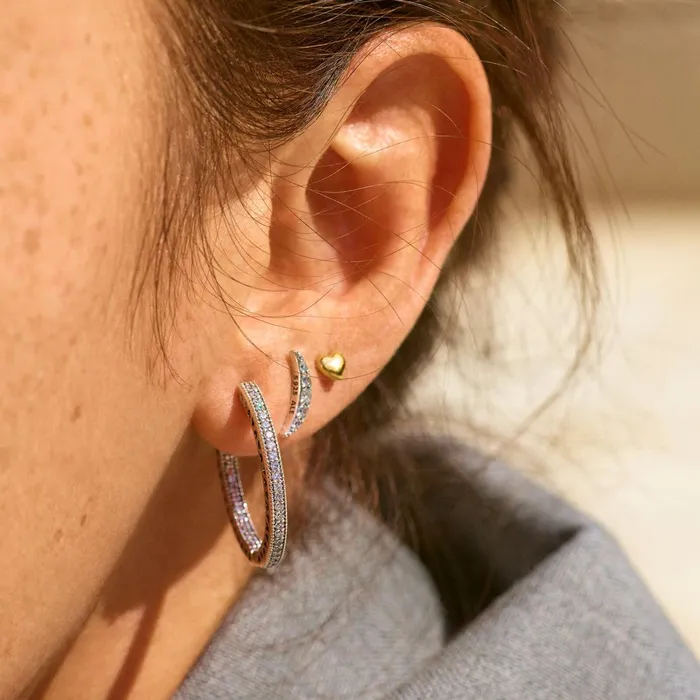 Hoop Earrings Women Pandora Sparkle and Hearts Hoop Earrings