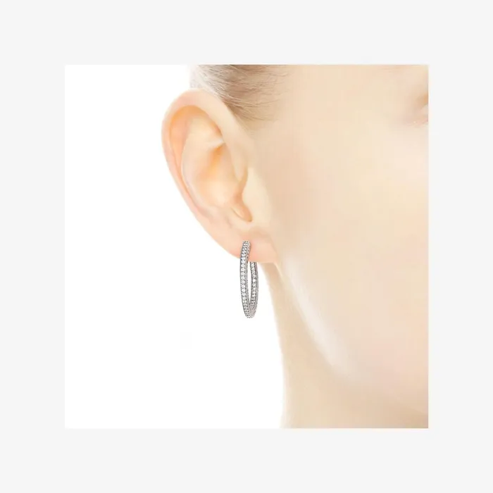 Hoop Earrings Women Pandora Sparkle and Hearts Hoop Earrings