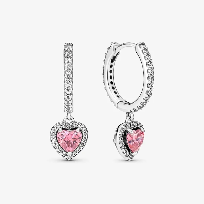 Hoop Earrings Women Pandora Sparkling Halo Heart Hoop Earrings