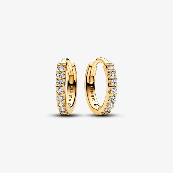 Hoop Earrings Women Pandora Sparkling Huggie Hoop Earrings Gold Plated