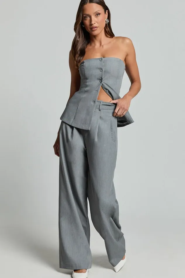 Hope Pants 8211 Wide Leg Tailored Pants In Grey Women Showpo Pants