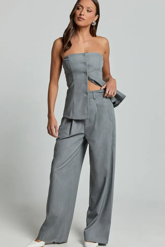 Hope Pants 8211 Wide Leg Tailored Pants In Grey Women Showpo Pants